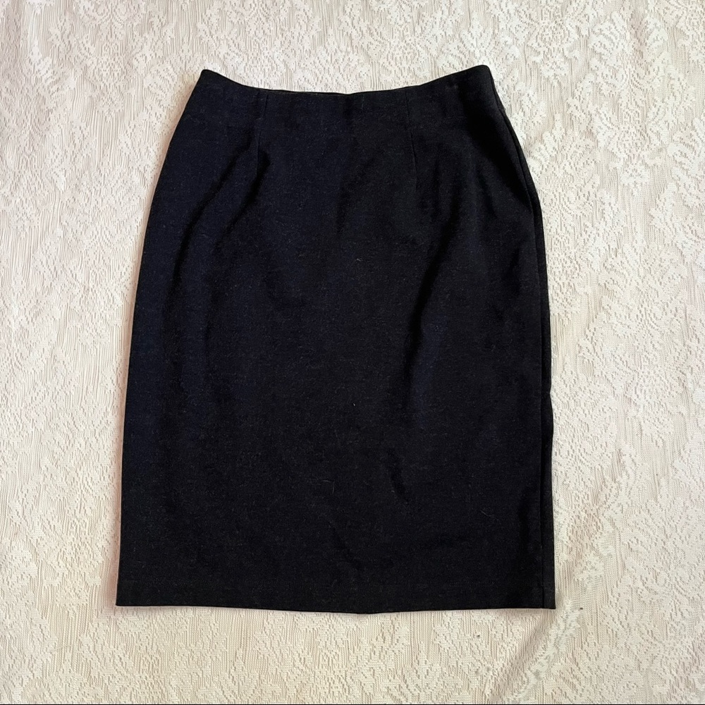 Eileen Fisher heathered black viscose blend pencil skirt
